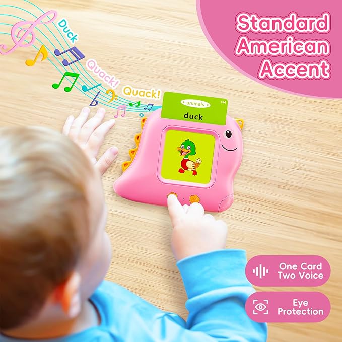 Talking Flash Cards for Toddlers, 540 Sight Words Flash Cards Speech Therapy Toys - Learning Educational Gifts for Age 1 2 3 4 5 6 Years Old Boys and Girls(540 Sight Words_Pink)