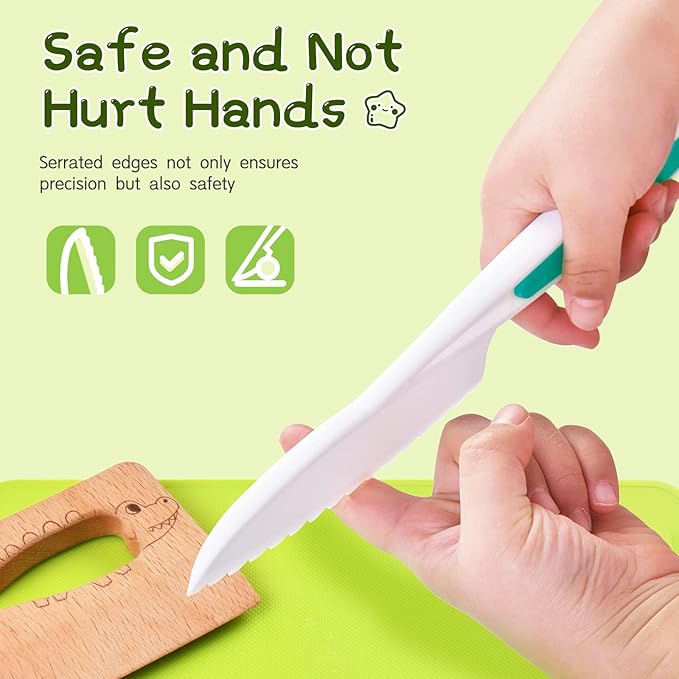 13 Pieces Kids Safe Knife Set for Real Cooking Child-Friendly Plastic Chef Tools Montessori Kitchen Toys for Toddlers with Bright Colors Gifts for Boys and Girls