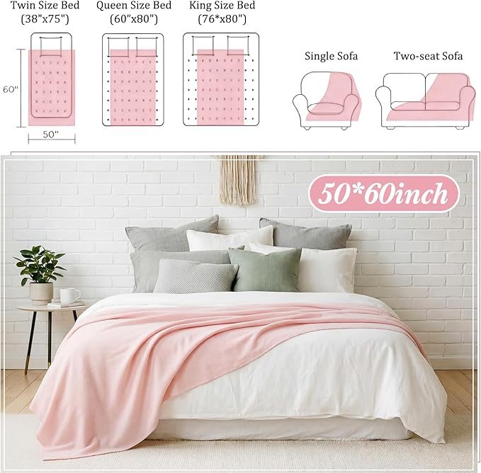 Kinlop Fleece Blanket Bulk 60 x 50 Inch Soft Lightweight Fleece Cozy Blanket Warm Throw Plush Pet Throw for Bed Couch Sofa Home Office Wedding Gifts Travel Camping(Pink Tones,40 Packs)