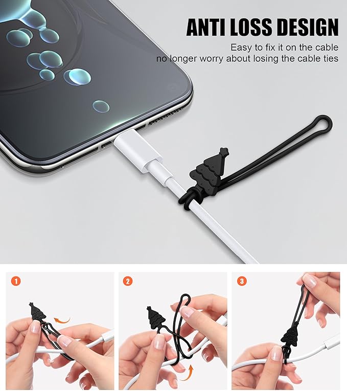 Nearockle 24Pcs Silicone Cable Ties Cord Organizer, 4.5" Reusable Cute Christmas Ties for Bundling Electrical Wire in Home, Office, School, Travel Essentials (Multicolor)