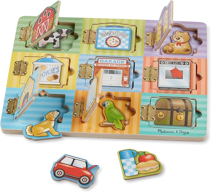 Melissa & Doug Hide and Seek Wooden Activity Board With Wooden Magnets