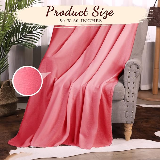 Buryeah 10 Pcs Fleece Blanket Bulk Soft Warm Fleece Blankets Cozy Lightweight Throw Blankets Plush Pet Throw Blanket for Home Bed Sofa Office Wedding Gifts Travel(50" X 60",Coral)