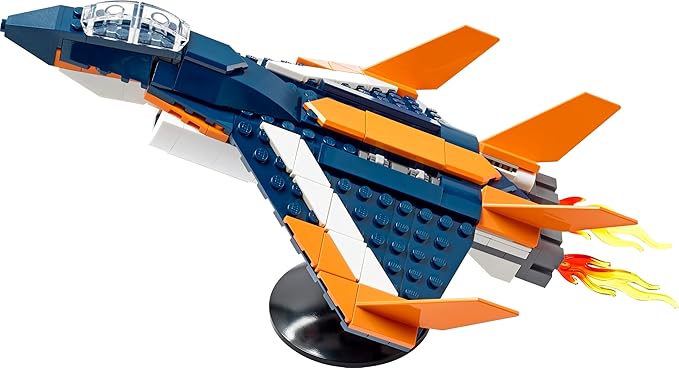 LEGO® Creator 3in1 Supersonic Jet 31126 Building Kit; Build a Jet Plane and Rebuild It into a Helicopter or a Speed Boat Toy