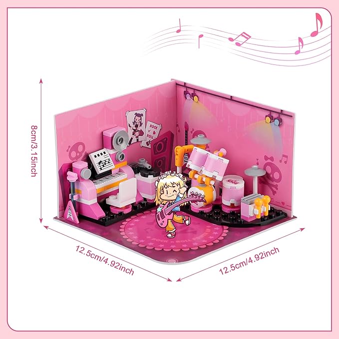 Friends House Building Block Sets, Girls Music Studio Friendship Playhouse Apartment Bricks Kit Birthday Roleplay Gifts for Old Kids 6+ 6-12 8-12