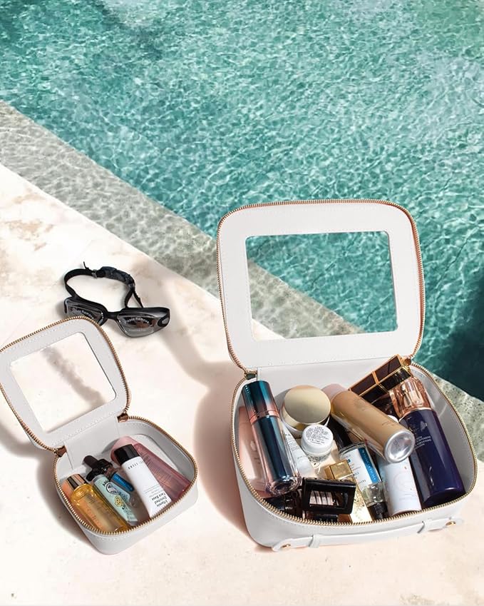 FFpaw Travel Clear Makeup Bag Set, TSA Approved Cosmetic Bag Case with Zipper Portable Makeup Pouch Toiletry Bag Women Traveling Cosmetic Organizer Storage Bag Car Organizer Car Essentials for Women