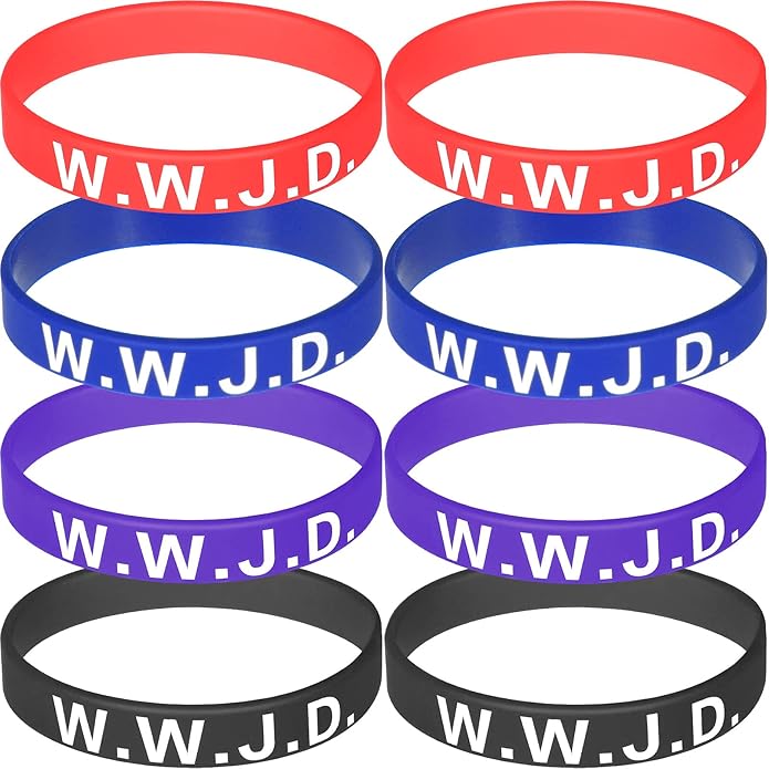 Jadive 20 Pcs WWJD Rubber Bracelets What Would Jesus Do Silicone Wristbands for Women Men Jesus WWJD Inspirational Bracelet Motivational Bracelet Religious Christian Party Favors Gifts