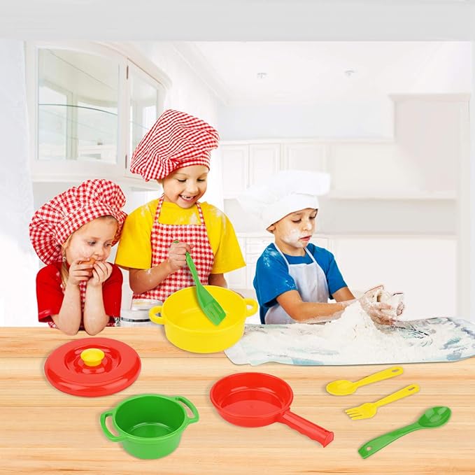 Flormoon Play Dishes Set - 27pcs Durable Pretend Play Cooking Toys - Super Sturdy, BPA Free, Food Safe, Phthalate Free - Kid Dishes Kitchen Toys for Boys and Girls 2+ Years