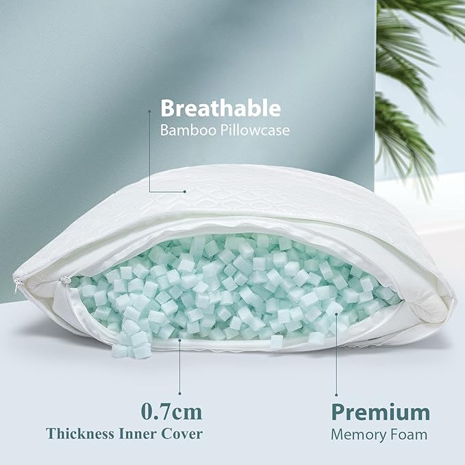 Extra Thick Body Pillow Memory Foam – Long Pillow for Adults – Thicker Inner Case – Soft & Cooling Double Pillowcases, 20 x 54 inches