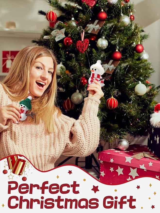 Cosweet 24 Pack Christmas Snowman Crafts Kit for Kids- Build a Snowman Kit with Air Dry Clay Xmas Stocking Stuffers Gift for Party Favors Winter Activities DIY Crafts Sewing