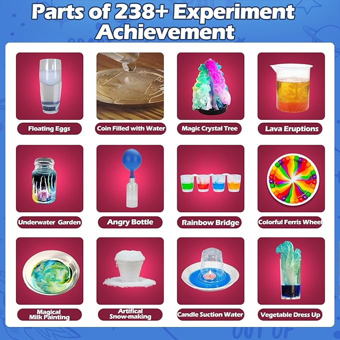 238+ Lab Experiments Science Kit for Kids, STEM Educational Learning Scientific Toys, Chemistry Set Gift for Boys and Girls, Including Volcano Eruption Science Project