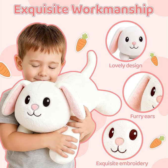 Weighted Bunny Plush Pillow – 22-Inch, 4 lbs Soft Cuddly Stuffed Animal Plushie, Cute Rabbit Hug Pillow for Comfort, Relaxation, Birthday Gift & Travel Buddy for Kids and Adults