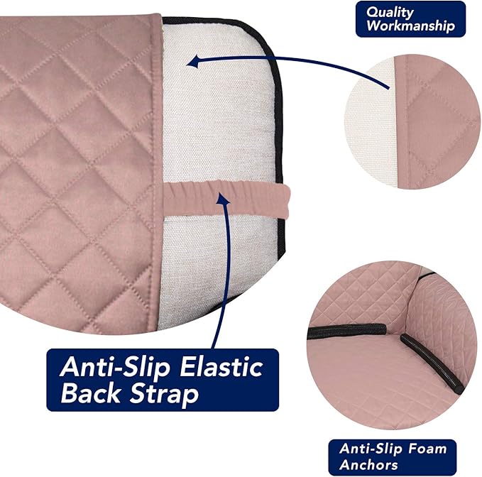 PureFit Reversible Quilted Sofa Cover, Water Resistant Slipcover Furniture Protector, Washable Couch Cover with Non Slip and Elastic Straps for Kids, Dogs, Pets (Loveseat, Pink/Beige)