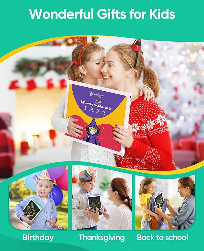 4 Pack LCD Writing Tablet, 8.5 Inch Colorful Toddlers Drawing Tablet for Kids, Creative Doodle Board Drawing Pad, Toy Birthday Gift for 3-6 Year Old Girls Boys