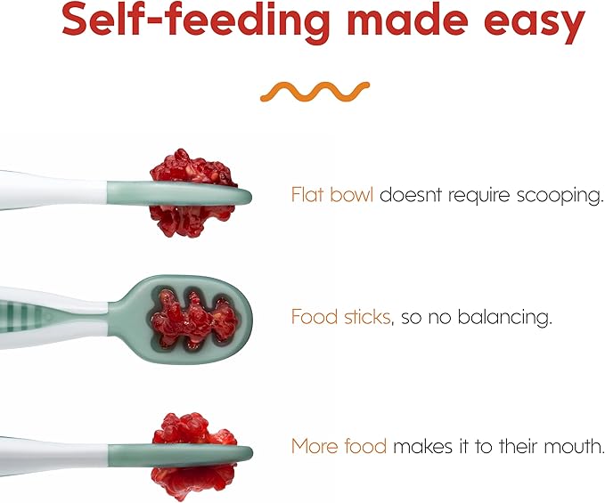 NumNum Suction Bowl + Pre-Spoon GOOtensils Self Feeding Set for Babies & Toddlers | Baby Spoon Set (Stage 1+ 2) | 100% Food Grade Silicone BPA-Free | Strong Suction | 4 months+ (Blue/Navy)