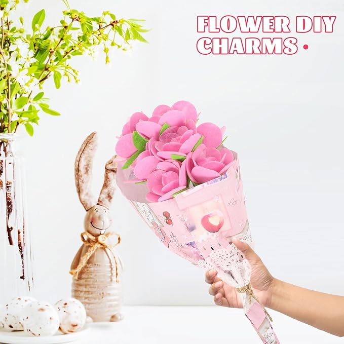 Beavorty 2 Sets Bouquet Material Package DIY Fabric Bouquet Arts and Crafts for Kids Flower Crafts for Kids Make Your Own Flowers Fabric Flower Bouquet Kid Toy Non-woven Child Props Unique