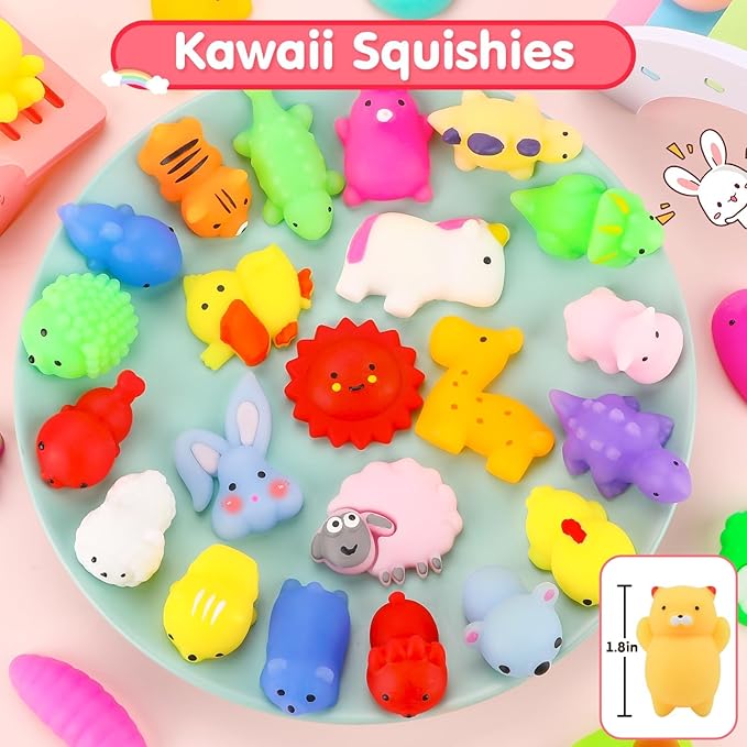 45Pcs Mochi Squishy Toys Mini Squishies Kawaii Animal Squishies Party Favors for Kids Cat Panda Unicorn Squishy Novelty Stress Relief Toys Birthday Gifts Goody Bags Class Prizes Pinata Fillers