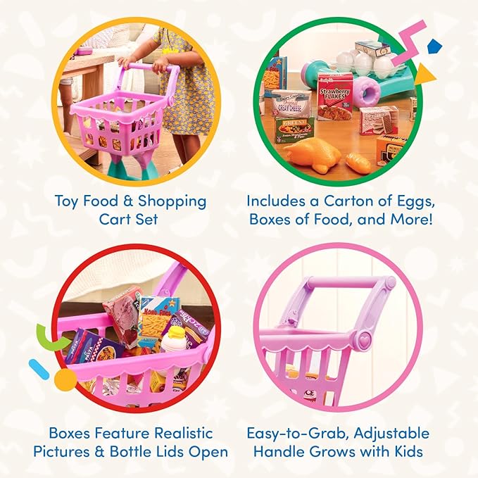 Battat- Play Circle- Shopping Cart – Toy Food – Play Kitchen For Toddlers- Pretend Play- Shopping Day Grocery Cart- 2 years +