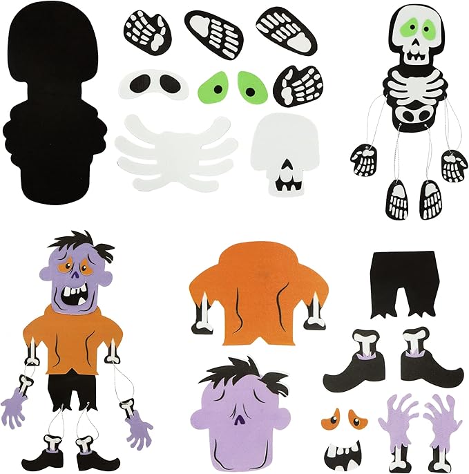 JOYIN Halloween Foam Craft Kit, Party Favors for Kids, Art Crafts with 3D Haunted House, Photo Frame, 2 Halloween Characters Decor, Glasses, Trick or Treat Door Sign Hanger, School Activities Games