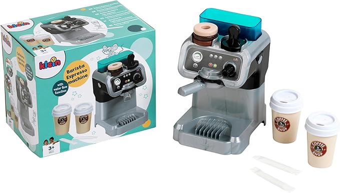 Klein: Barista Espresso Machine - Kitchen Appliance Toy, Coffee Making & Accessory Pretend Play Set, Realistic Water Flow Function, Kids Ages 3+