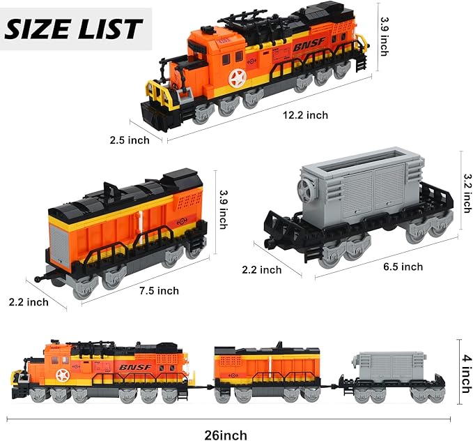 BRICK STORY City Cargo Train Building Set, BNSF Freight Trains Model, Steam Locomotive Train Building Blocks Toys, Gift Trains for Boys&Girls Kids Aged 8-14, 635 Pieces