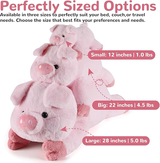 Pig Weighted Stuffed Animals - 22 Inch 4.5 Pounds Weighted Plushies Pig - Big Plush Stuffed Animals Pillow - Cute Plush Toys Gifts for Kids & Adults