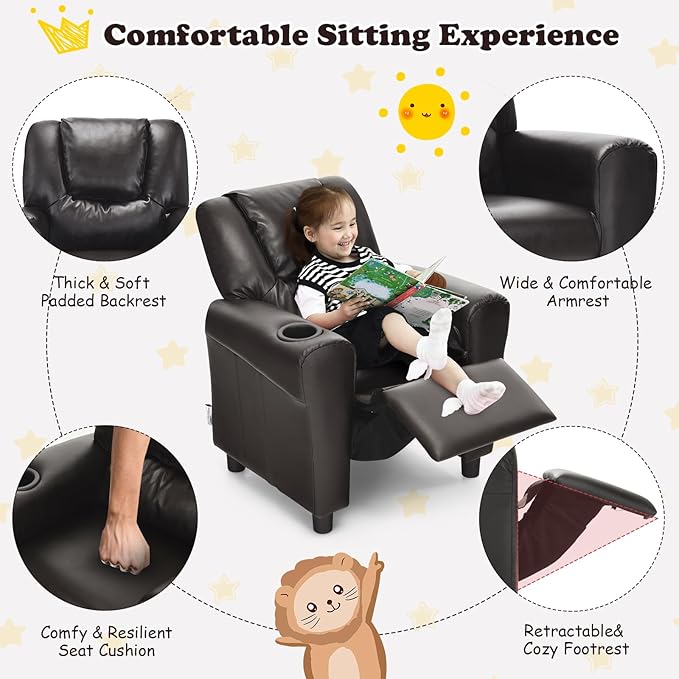 Charles Kids Recliner Chair, Coffee