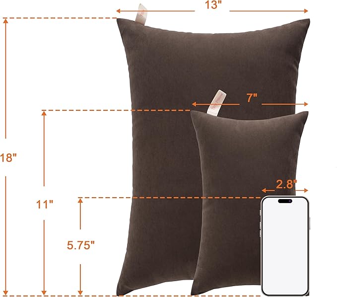 NTBAY Tiny Pillows, Down Alternative 7"x11" Microfiber Mini Pillow for Travel, Pets, Soft Machine Washable Small Pillows for Neck, Wrist, Lumbar and Knee, Dark Brown