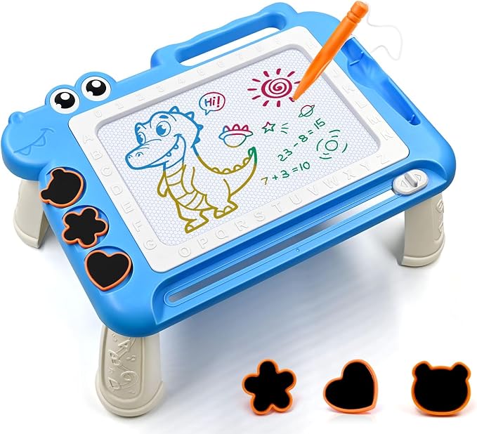 AiTuiTui Magnetic Drawing Board Toddler Toys with Legs for Girls Boys, Color Sketch Writing Scribble Doodle Pad Travel Games, Educational Learning Kids Toys for Birthday or Valentine Gift (Blue)