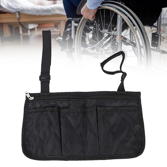 Wheelchair Carry Bag, Wheelchair Side Bag Armrest Accessories Storage Bag, Wheelchair Armrest Accessories, Arm Rest Pouch for Rollator, Walkers, Wheel Chairs