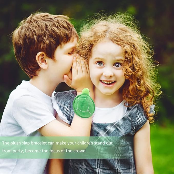 Kisangel 1pc Animals Slap Bracelet Turtle Slap Bracelet Stuffed Animal Slap Bracelets Huggers Turtle Party Favors(Green)