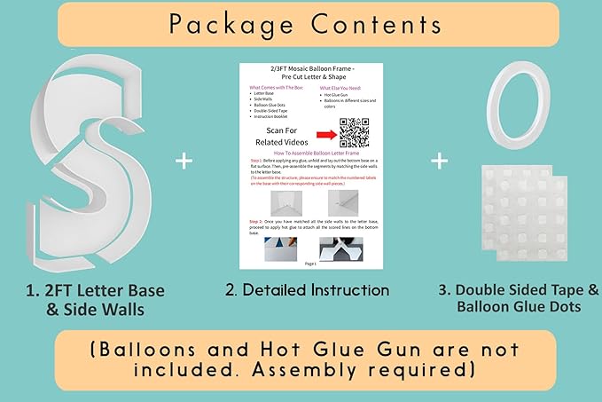 2FT Letter S Mosaic Balloon Frame Letter DIY Fillable Letters Kit for Birthday Party Wedding Backdrop Decor