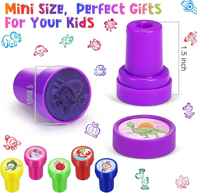 Kosiz 200 Pcs Assorted Stamps for Kids Bulk Teacher Stamps Self Ink Kids Stamps Assorted Stampers for Birthday Gifts Party Favors Back to School Supplies Game Prizes (Cute Style)