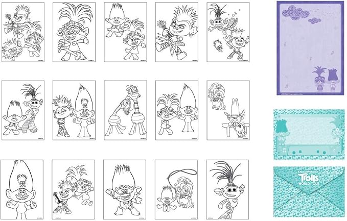 Innovative Designs Trolls World Tour Kids Deluxe Activity Set with Carrying Tin, Coloring Sheets, Tattoos, Stickers, & Art Supplies