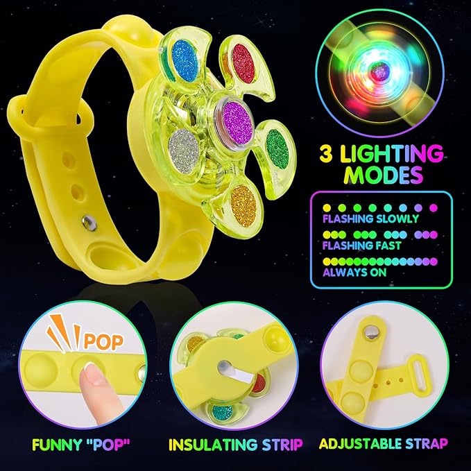 25 Pack Party Favors for Kids 3-5 4-8 8-12 Light Up Bracelets Valentines Day Gifts Goodie Bags Stuffers for Kids Girls Boys Treasure Box Toys Classroom Prizes Glow in the Dark Bracelets New Year Gifts