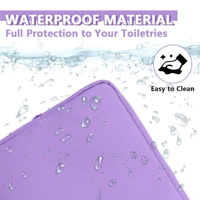 UIXIZQ Large Makeup Bag Pouch,Nylon Women Travel Toiletry Storage Bag Preppy Cosmetic Bag for Girls,Big Makeup Organizer Bag Cute Zipper Pouch Skincare Bag for Sport Work Gift(Large-Purple)