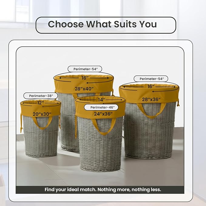 LFH Home Cotton Canvas Large Laundry Bag with Handle, Heavy Duty Drawstring Closure Washable Laundry Bags, School Travel, Home, Hotel, College Dorm, Organizer Sack, Toys Clothes 28x36-Yellow