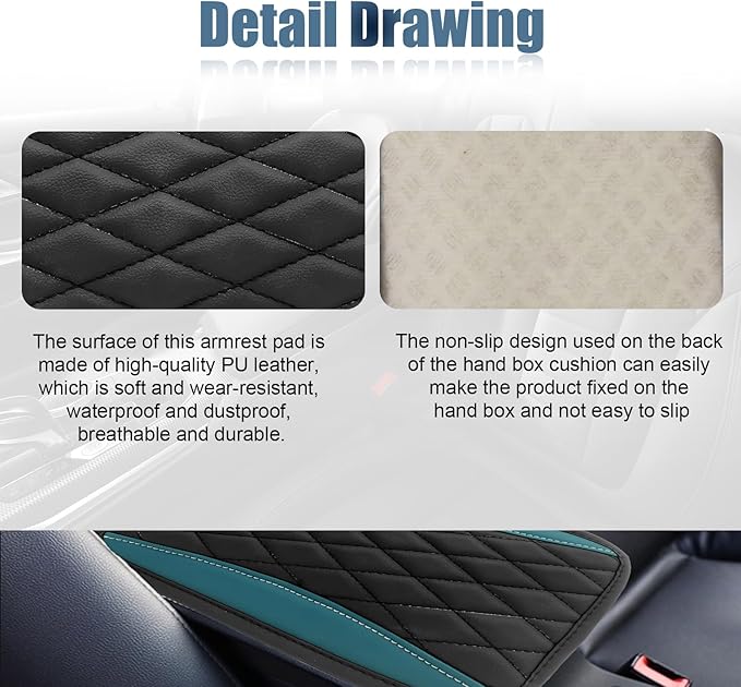 Car Center Console Cover, Universal Leather Waterproof Armrest Seat Box Cover Protector, Comfortable Car Decor Accessories Fit for Most Cars, Vehicles, SUVs-gem green