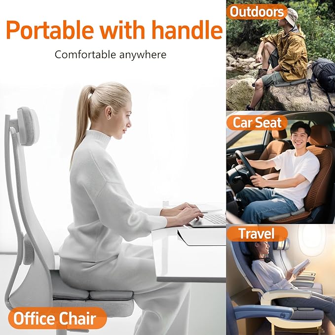 Sojoy iGelComfort 3-in-1 Foldable Gel & Memory Foam Travel Seat Cushion – US Edition – 18.5″×15″×2″ Tailbone Support & Sciatica Relief (Darkgray)