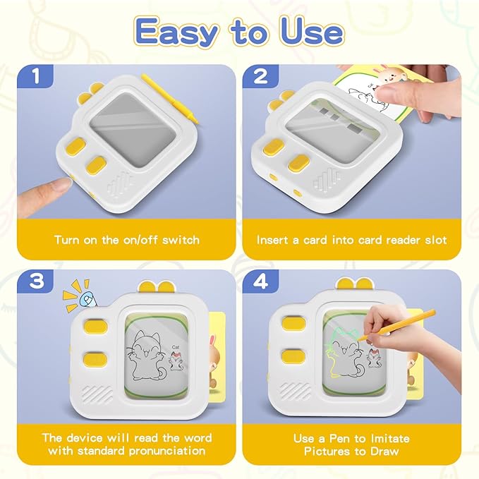 Talking Flash Cards with LCD Writing Tablet for Toddlers, Language Learning Toys with 240 Words, Learning Phrases, Objects Adjectives, Speech Therapy, Autism Sensory Toys Learning Montessori Toys