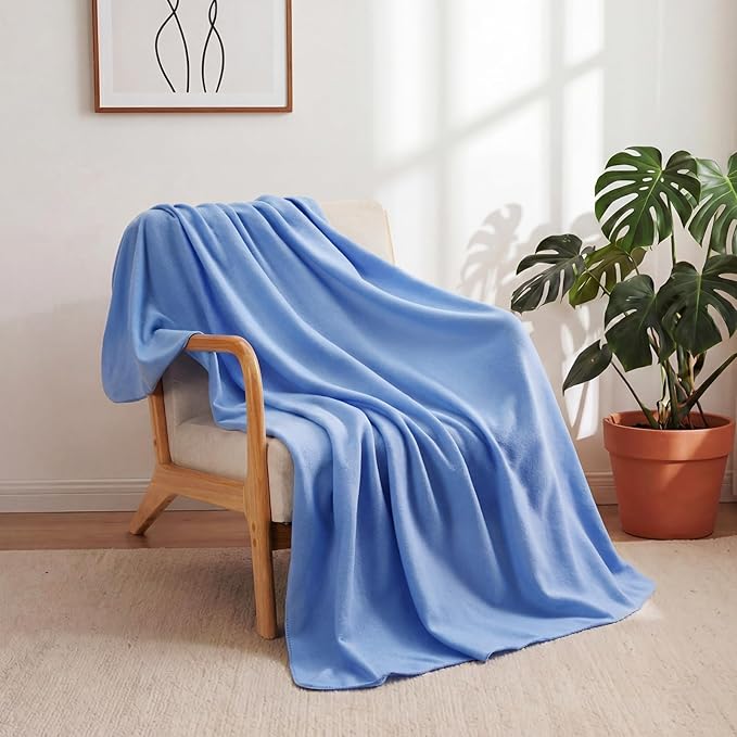 Buryeah 10 Pcs Fleece Blanket Bulk Soft Warm Blankets Cozy Fleece Lightweight Throw Blankets Plush Pet Throw Blanket for Home Bed Sofa Office Wedding Gifts Travel(50" X 60",Hyacinth Blue)