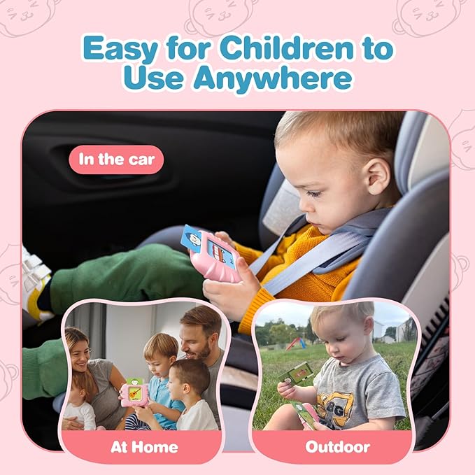 Talking Flash Cards for Toddlers 1 2 3 4 5 6 Years Old, Pocket Speech for Toddlers, Clear Voice & Thick Preschool Flash Cards Kids Gifts, Autism Toys, Speech Therapy Toys(296 Words Pink)