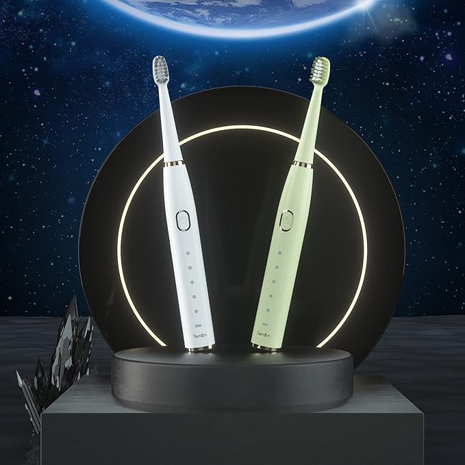 7AM2M Sonic Electric Toothbrush for Adults and Kids- High Power Rechargeable Toothbrushes with 8 Brush Heads,5 Adjustable Modes, Built-in 2-Minute Smart Timer,4 Hours Fast Charge for 30 Days(White)