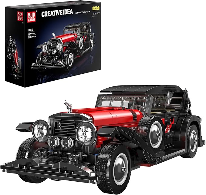 Mould King Classic Car Building Sets, 10114 Vintage Car Model Build and Display, Collectible Retro Antique Vehicle Toys, Car Kits for Adults and Boys Girls Kids Aged 14+(1380 Pieces)