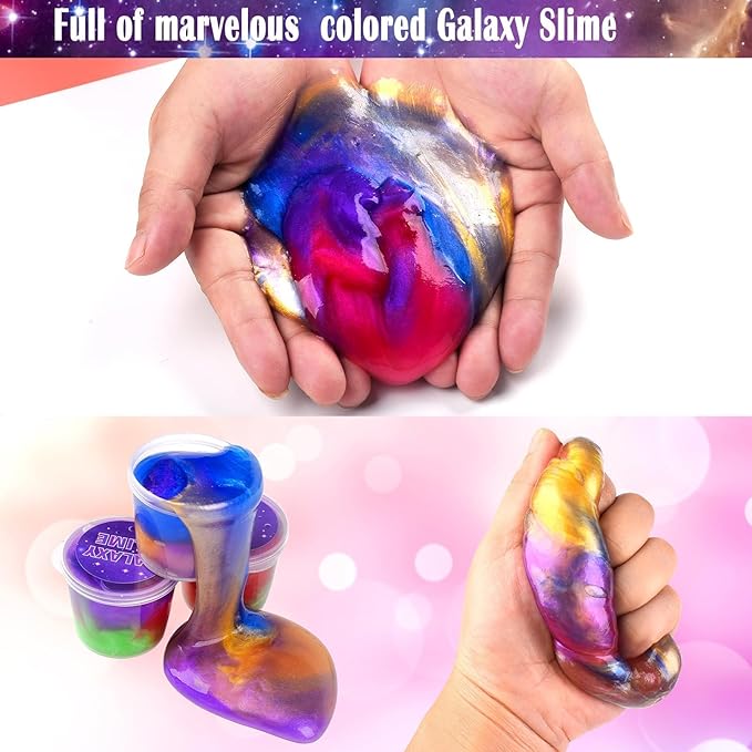 Kids Party Favors Slime Putty, 16 Pack Galaxy Slime Bulk, Slime Kit for Girls & Boys 10-12, Valentine's Day Gifts, Birthday Gifts, Easter Basket Stuffers for Kids