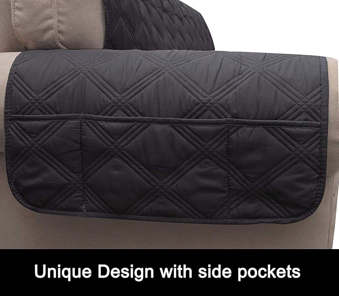 CHHKON Sofa Cover 100% Waterproof Non-Slip Quilted Furniture Protector Sofa Slipcover for Children, Pets for Leather Couch (Dark Grey, 68")