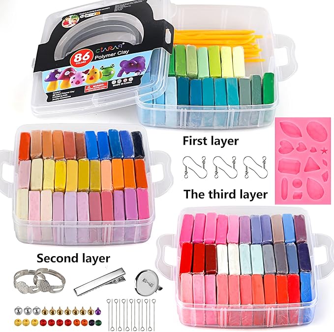 CiaraQ Polymer Clay Kit, Oven Bake Modeling Clay with Sculpting Tools, 86 Colors, 5.31 lb