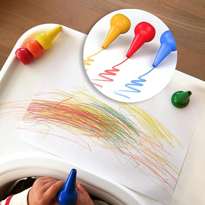 Gibot 12 Colors Toddlers Crayons Palm Grip Crayons, Finger Paint Crayons Sticks Stackable Toys Safe for Kids, Children, Boys and Girls