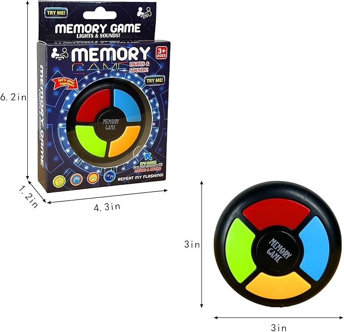Light Up Memory Game Handheld Electronic Toys Color Memorizing Classic Board Games Quiz Game with Lights and Sounds (907) (907)
