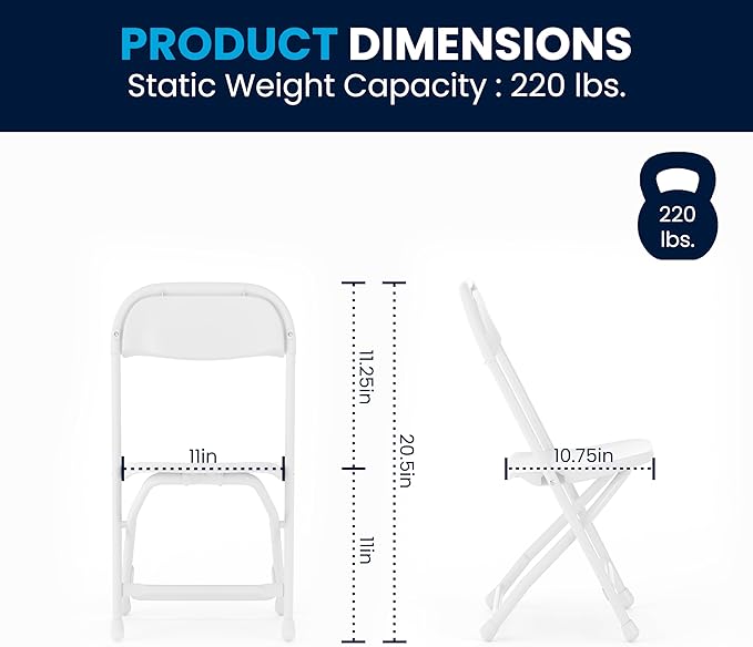 Flash Furniture 2 Pack Kids White Plastic Folding Chair