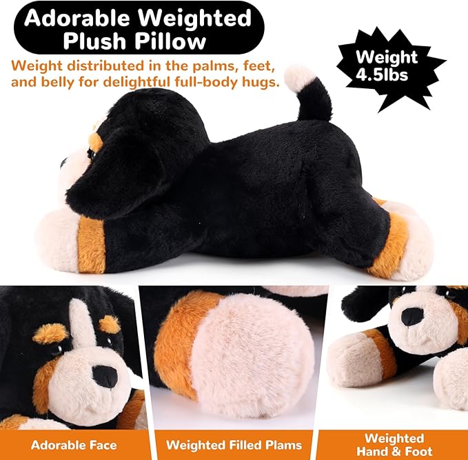 Bernese Mountain Dog Weighted Stuffed Animals - 22 Inch 4.5 Pounds Weighted Plushies Dog Stuffed Animal - Big Plush Pillow - Cute Plush Toy Gifts for Kids & Adults (22" 4.5 lbs)